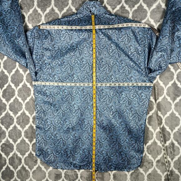 Angelino for Bermuda Shirt Mens 5XL Blue Paisley Jacquard Dress Shirt Big Tall - Picture 5 of 14